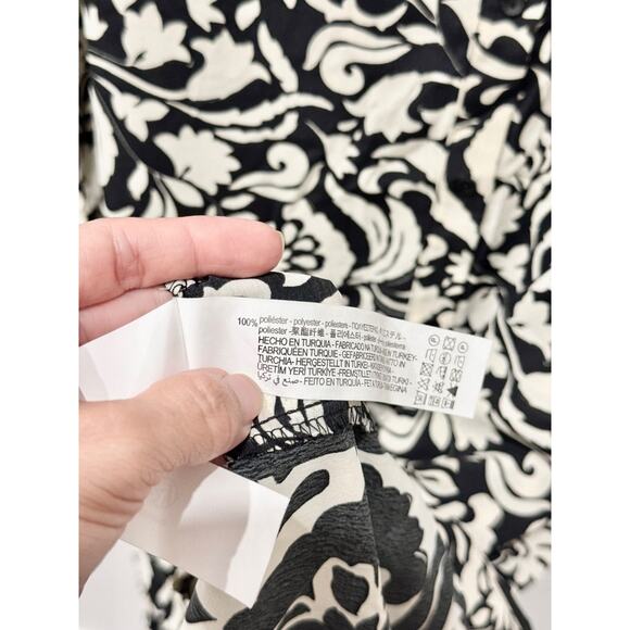 Zara Floral Printed Button Front Maxi Shirt Dress Black White Women's Size XL - Picture 6 of 7